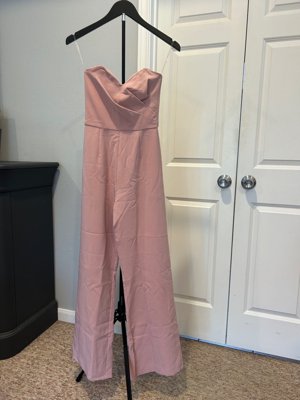 Nookie Strapless Blush Pink Wide-Leg Jumpsuit